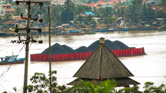 Coal barge on the Mahakam River, East Kalimantan
