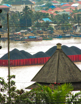 Coal barge on the Mahakam River, East Kalimantan